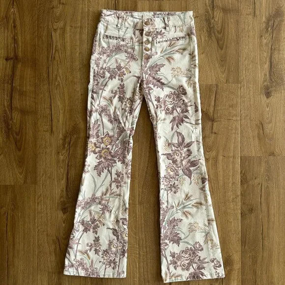 Anthropologie Vintage Style High Waisted Button Fly Bootcut Jeans Size 26 - Picture 1 of 13